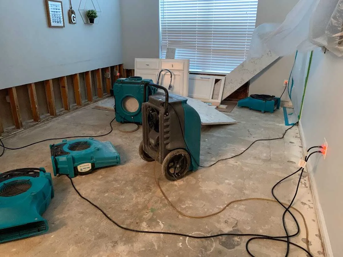 Dehumidifier in flood-cut room for Water Damage Restoration in Doney Park
